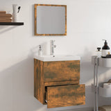 Bathroom Furniture Set Smoked Oak Engineered Wood 3152864