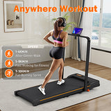 Folding Treadmill with Handrail & Adjustable Incline, 1-10 km/h Running Machine, Space Saving Low N601P303820B