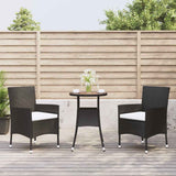 3 Piece Garden Bistro Set with Cushions Black Poly Rattan 3187436