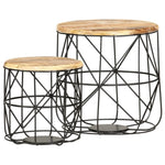 ZNTS Coffee Tables 2 pcs Solid Mango Wood 286579