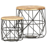 ZNTS Coffee Tables 2 pcs Solid Mango Wood 286579