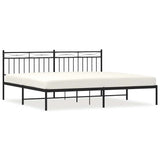 Metal Bed Frame without Mattress with Headboard Black 193x203cm 373697