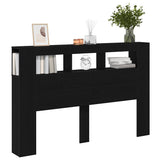 LED Headboard Black Oak 160 x 18.5 x 103.5 cm Engineered Wood 862213