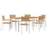 Garden Dining Set 7 pcs Solid Acacia Wood and Stainless Steel 3334779