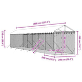 Outdoor Dog Kennel with Roof Silver 2x14x2.5 m Galvanised Steel 3190485