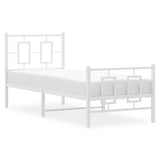 Metal Bed Frame without Mattress with Footboard White 80x200cm 374299