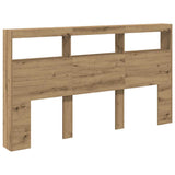 Headboard Cabinet with LED Artisan Oak 180x17x102 cm 863135