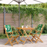 3 Piece Bistro Set Leaf Pattern Fabric and Solid Wood 3281884