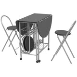 Five Piece Folding Dining Set MDF Black 243902