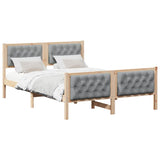 Bed Frame Light Grey 140 x 190 cm Solid Pine Wood 3394293