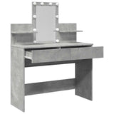 Dressing Table with LED Concrete Grey 100x40x130 cm 848202