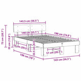 Bed Frame with Headboard Wax Brown 140 x 190 cm Solid Pine Wood 872574