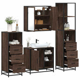 4 Piece Bathroom Furniture Set Brown Oak Engineered Wood 3301269