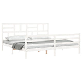 Bed Frame without Mattress White 200x200 cm Solid Wood 3194917