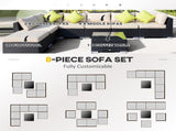 8 Pieces PE Rattan Corner Sofa with Thick Cushions, Aluminium Outdoor Rattan Garden Furniture T3398P318644