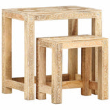 285881 2 Piece Hand-painted Side Table Set Solid Mango Wood