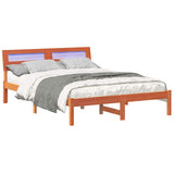 Bed Frame with Headboard Wax Brown 140 x 190 cm Solid Pine Wood 872784