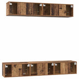 TV Cabinet Set Wall-mounted 5 pcs Old Wood Engineered Wood 3393405