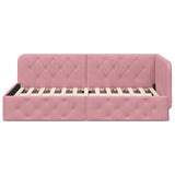 Corner Bed Frame with Headboard Pink 90 x 190 cm Velvet 42016526