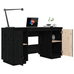 ZNTS Desk Black 140x50x75 cm Solid Wood Pine 814328