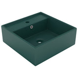Luxury Basin Overflow Square Matt Dark Green 41x41 cm Ceramic 146948