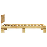 Bed Frame with Headboard without Mattress 100x200 cm Solid Wood Oak 3315720