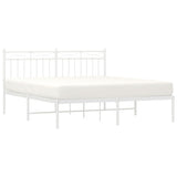 Metal Bed Frame without Mattress with Headboard White 150x200cm 373742