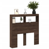 Headboard Cabinet with LED Brown Oak 100x17x102 cm 839188