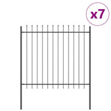 Garden Fence 7 pcs Grey 11.9 x 1.5 m Powder-coated Steel 3334132
