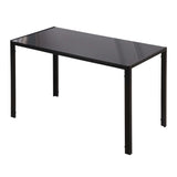 Modern Rectangular Dining Table for 4 People Glass Kitchen Table with Tempered Glass Top and Metal T3398P344422