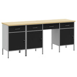 Work Cabinet with Drawer 4 pcs Black Engineered Wood and Steel 3321380