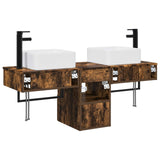 Bathroom Furniture Set 3 pcs Smoked Oak Engineered Wood 3405602