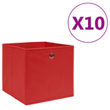 Storage Boxes 10 pcs Non-woven Fabric 28x28x28 cm Red 325221