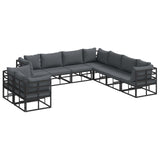 Garden Sofa Set with Cushion 9 pcs Black Aluminium 3378882