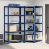 2 Piece 5-Layer Shelves Set Blue Steel&Engineered Wood 3307613
