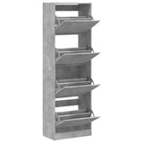 Shoe Cabinet with 4 Flip-Drawers Concrete Grey 60x34x187.5 cm 3214374
