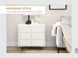 Elegant Chest of Three Drawers - White/Gold-Tone T3398P344424