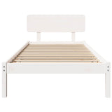 Bed Frame with Headboard White 90 x 200 cm Solid Pine Wood 872123