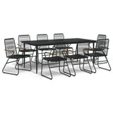 Garden Dining Set Black PVC rattan, powder-coated steel, glass 3099220