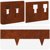 Lawn Edging 30 pcs 100 x 12 cm Steel Rusty 8008544