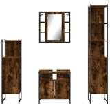 4 Piece Bathroom Cabinet Set Smoked Oak Engineered Wood 3214767