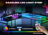 'L' Shaped Work Desk, with LED Lights - Black T3398P344516