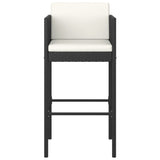 Bar Stool Set of 2 Black Poly rattan Counter Height Lightweight 316673