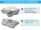 10L Portable Travel Toilet Outdoor Camping Picnic with 2 Detachable Tanks & Push-button Operation, T3398P347582