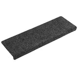 Grey Carpet Stair Tread Set of 15 100% Polypropylene 65x21x4 cm 134562