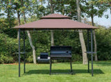 2.5x1.5m Grill Gazebo Canopy, Double Tiered Outdoor BBQ Gazebo Shelter with 2 Side Shelves T3398P325241