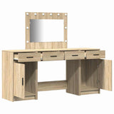 Dressing Table with Mirror Lights 3 pcs Brown Engineered Wood 3334247