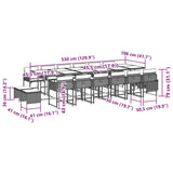 17 Piece Garden Dining Set with Cushions Black Poly Rattan 3211371