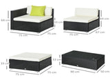 4-Seater Rattan Sofa Set Set Garden Outdoor Sectional Sofa Coffee Table Metal Frame w/Cushion T3398P315933