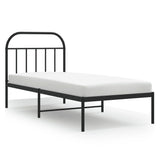 Metal Bed Frame without Mattress with Headboard Black 90x190cm 353627